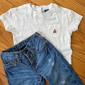 Baby 100% organic cotton Denim outfit set with washwell